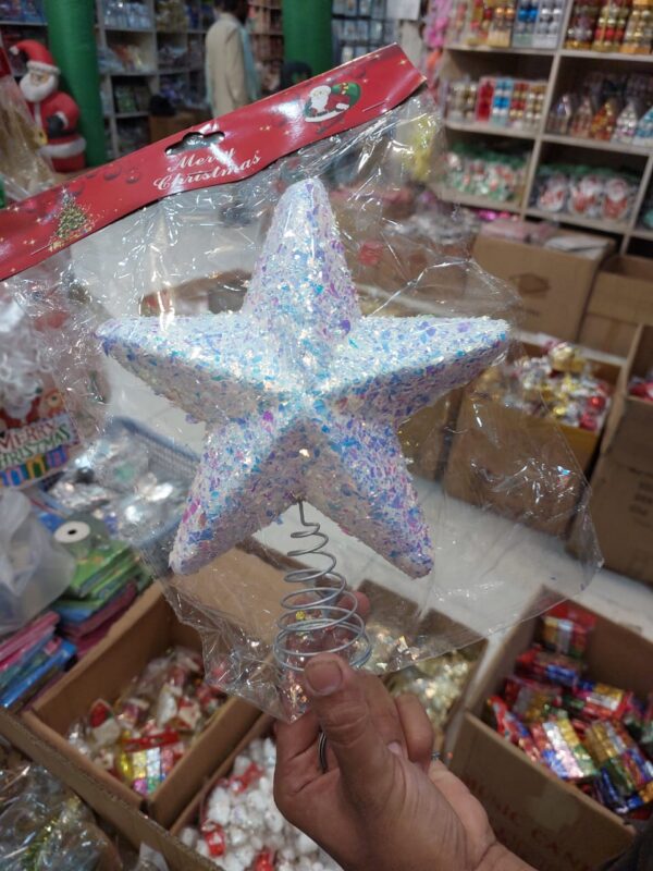 Christmas Tree Topper Star 10 Inch Glittering Silver Fit for Ordinary Size Christmas Tree