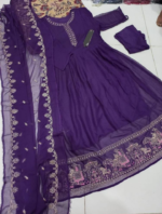 3 PCs Women's Stitched Chiffon Embroidered Maxi - Image 2