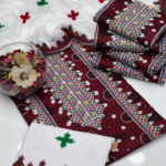 3 PCs Women's Unstitched Cotton Embroidered Suit