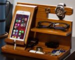 Wood Phone Docking Station Key Holder Wallet Stand Watch Organizer - Image 3