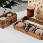 3 Slots Luxury Walnut Wooden Watch Collection Storage Box Display Boxes Cases Custom logo Wood Watch Box with Glass Lid for Gift
