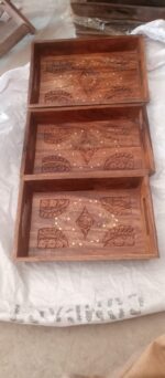 Best Selling Handcrafted Wooden Rectangular Serving Tray With Cutout Handles For Home Decor Coffee Table Hotel Restaurant Use - Image 3