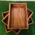 Best Selling Handcrafted Wooden Rectangular Serving Tray With Cutout Handles For Home Decor Coffee Table Hotel Restaurant Use