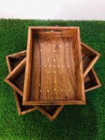 Best Selling Handcrafted Wooden Rectangular Serving Tray With Cutout Handles For Home Decor Coffee Table Hotel Restaurant Use