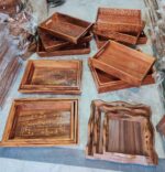 Best Selling Handcrafted Wooden Rectangular Serving Tray With Cutout Handles For Home Decor Coffee Table Hotel Restaurant Use - Image 2