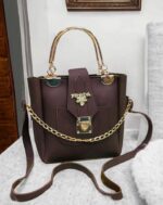 New Single Piece Ladies Bag Size 8/10 – Good Quality Poom Poom Bag with Long Strap & Golden Chain - Image 2