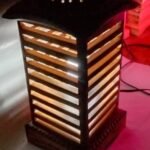 Vintage Wooden Living Room Lamp, Vintage Handmade Wooden Lamp, Handmade Wooden Table Lamp