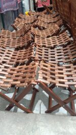 Bare Decor Casual Mosaic Foldable Multi-Purpose Stool and Ottoman in Solid Teak Wood Brown - Image 3