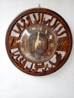 Round Shape Wooden Wall Clock , Handmade Wood Carved Wall Clock, Wooden Hand Carving Crafts Wall Clocks - Image 3