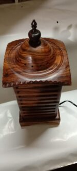 Vintage Wooden Living Room Lamp, Vintage Handmade Wooden Lamp, Handmade Wooden Table Lamp - Image 3