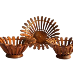 Fruit Bowl Set Wooden Round Basket, Handmade Wood Fruit Bowl Set, Pakistani Handmade Crafted Kitchen Basket Bucket Solid Wood