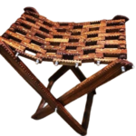 Bare Decor Casual Mosaic Foldable Multi-Purpose Stool and Ottoman in Solid Teak Wood Brown