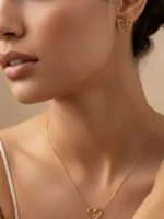 Heart Pendant Jewelry Set – Necklace with Matching Earrings - Image 2