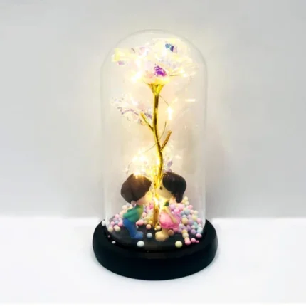 Couple Figurine With LED Rose