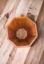 Carved Wooden Dustbin - Image 2