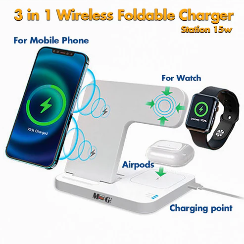 MBL113-5 3 in 1 Wireless Foldable Charging Station 15w - Image 1