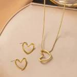 Heart Pendant Jewelry Set – Necklace with Matching Earrings - Image 6