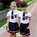 British Style Elementary School Uniform Summer Short Sleeve Class Uniform Set for Children Soft Cotton Gender Neutral
