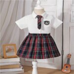 UK Style Plaid Mini Skirt Uniform Short Skirt Pleated Skirt Women's Student Uniform Set School Uniform