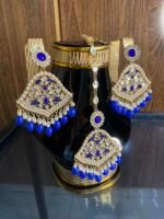 Fashion Blue And Golden Earrings And Tika - Image 2