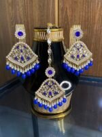 Fashion Blue And Golden Earrings And Tika - Image 3