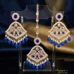 Fashion Blue And Golden Earrings And Tika