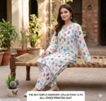 Turquoise Printed 2-Piece Suit for Women Unstitched - Image 2