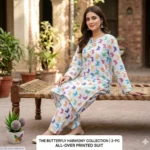 Turquoise Printed 2-Piece Suit for Women Unstitched