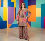 Brown Printed Arabic Lawn 2Pcs Set for Everyday Wear