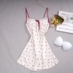 Cute Printed Ice Silk Nightgown with Belt for Women Summer Home Wear - Image 2