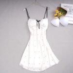 Cute Printed Ice Silk Nightgown with Belt for Women Summer Home Wear - Image 4