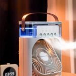 Portable Mini Air Cooler Fan With Water Spray & LED Light – 3 Speed USB Cooling Fan