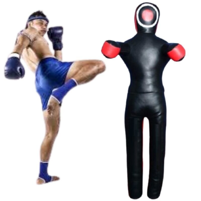 Fighting Kick Boxing MMA Wrestling Dummy Clearance Sale, durable unfilled grappling dummy designed for adults and kids. Ideal for MMA, kickboxing, karate, judo, wrestling, BJJ, self-defense, and martial arts training. Strong stitching, heavy-duty construction, and realistic body shape help improve throws, takedowns, submissions, striking drills, and ground fighting practice at home or gym.