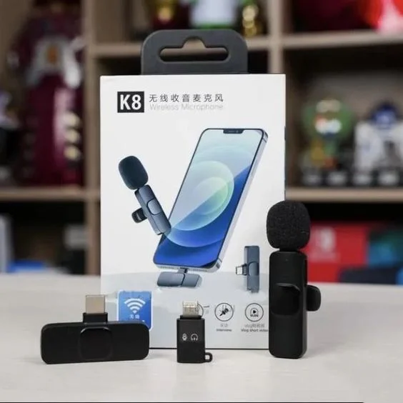 Microphone (4) K8 Wireless Microphone for Mobile Type-C iPhone Noise Reduction Mic - Image 1