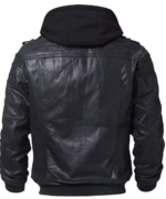 Genuine Leather Windproof Bomber Fashion Jacket Men for Motorcycle Biker with Removable Hood - Image 4