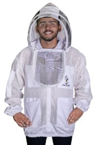 premium ventilated beekeeping jacket with fencing veil, 3 layer ultra breeze mesh design, unisex bee suit jacket for sting protection, breathable and durable beekeeping gear for safe honey harvesting and hive inspection