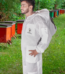 Professional beekeeping bee suit featuring a 3-layer ventilated mesh design and detachable round veil for enhanced visibility, breathability, and reliable protection against bee stings in warm weather conditions.