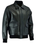 Real Black Sheepskin Leather Windbreaker Bomber Fashion Jacket for Men - Image 4