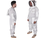 Professional beekeeping protective suit featuring Ultra Breeze 3-layer ventilation, detachable fencing veil, reinforced zippers, and full-body sting-resistant coverage for safe hive management and honey harvesting.