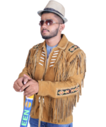 Genuine Suede Leather Fringe Jacket Men – Western Style Native American Beaded Coats / Jackets - Image 5
