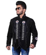 Genuine Cowhide Suede Fringe Leather Jacket Men - Traditional Native American Real Western Coat - Fringed and Beaded Winter Black Leather Jackets