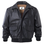 Real Black Sheepskin Leather Windbreaker Bomber Fashion Jacket for Men
