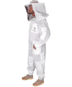 Protective 3-layer Ultra Breeze beekeeping suit with round fencing veil, offering breathable mesh ventilation, sting-resistant protection, and comfortable wear for beekeepers working in hot climates.