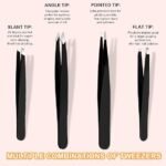 Tweezers Set,9 Pcs Professional Stainless Steel Tweezer Kit-Great Precision Eyebrow Tweezers for Ingrown Facial Hair with Leather Travel Case as Stocking Stuffing Gifts - Image 6