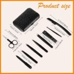 Tweezers Set,9 Pcs Professional Stainless Steel Tweezer Kit-Great Precision Eyebrow Tweezers for Ingrown Facial Hair with Leather Travel Case as Stocking Stuffing Gifts - Image 5
