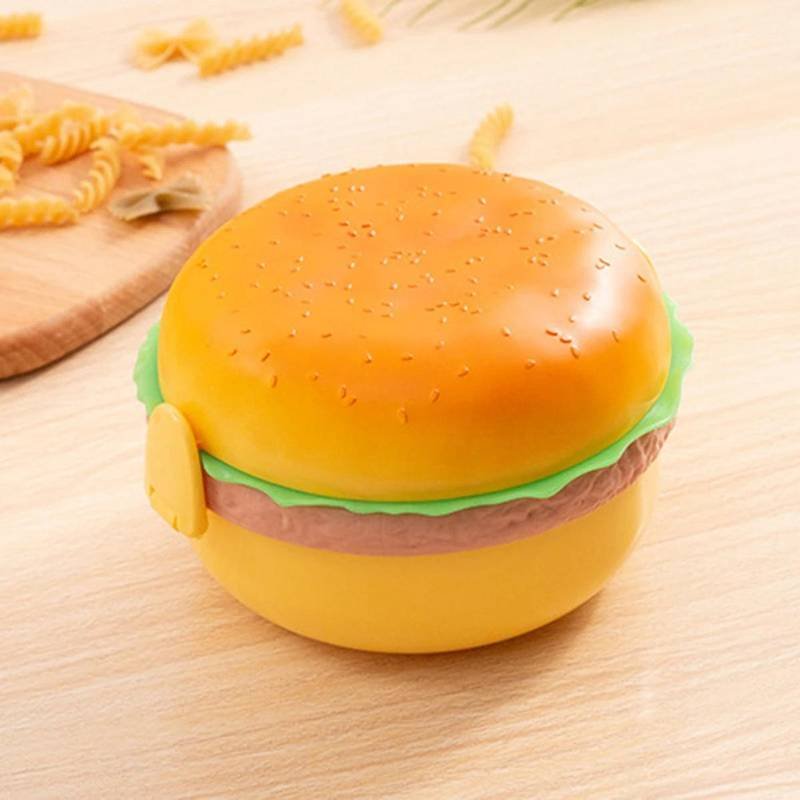 inbound1568366643970143083 Lunch Box For Kids Burger Hamburger Shaped Multi Layer 6×3.5 Inches Multicolor Portable Food Container - Image 1