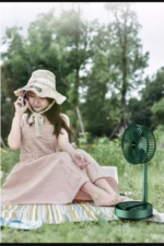 Rechargeable Green Desk Fan With Base & Foldable Design - Image 7