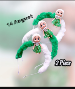 Green Printed Hair Bands For Girls Pack of 2