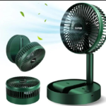 Rechargeable Green Desk Fan With Base & Foldable Design