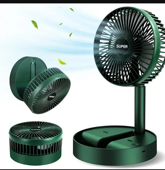 inbound1984242330807501862 Rechargeable Green Desk Fan With Base & Foldable Design - Image 1